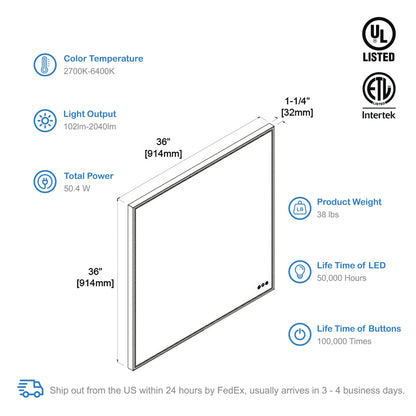 Blossom Stellar 36 Inch LED Mirror - LED M4 3636 MB
